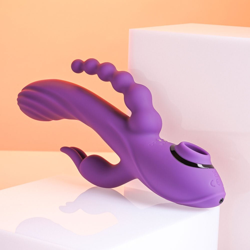Evolved Fourgasm Triple Vibrator with Suction - Purple
