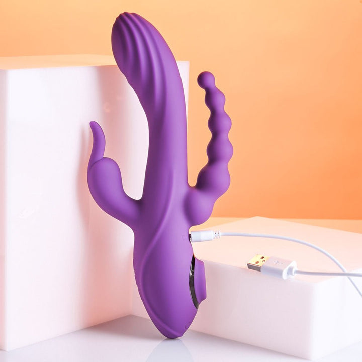 Evolved Fourgasm Triple Vibrator with Suction - Purple