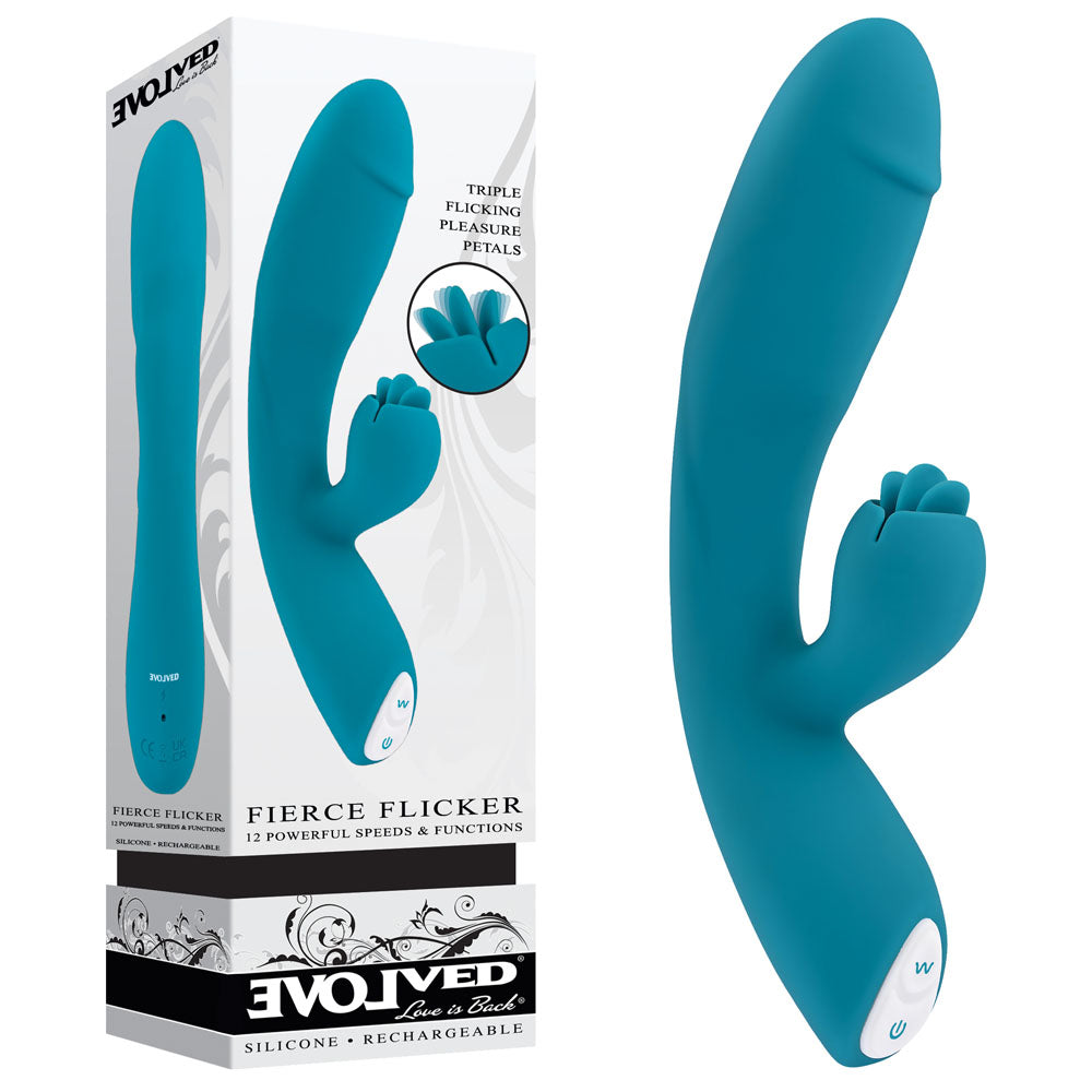 Evolved Fierce Flicker Rabbit Vibrator - Blue