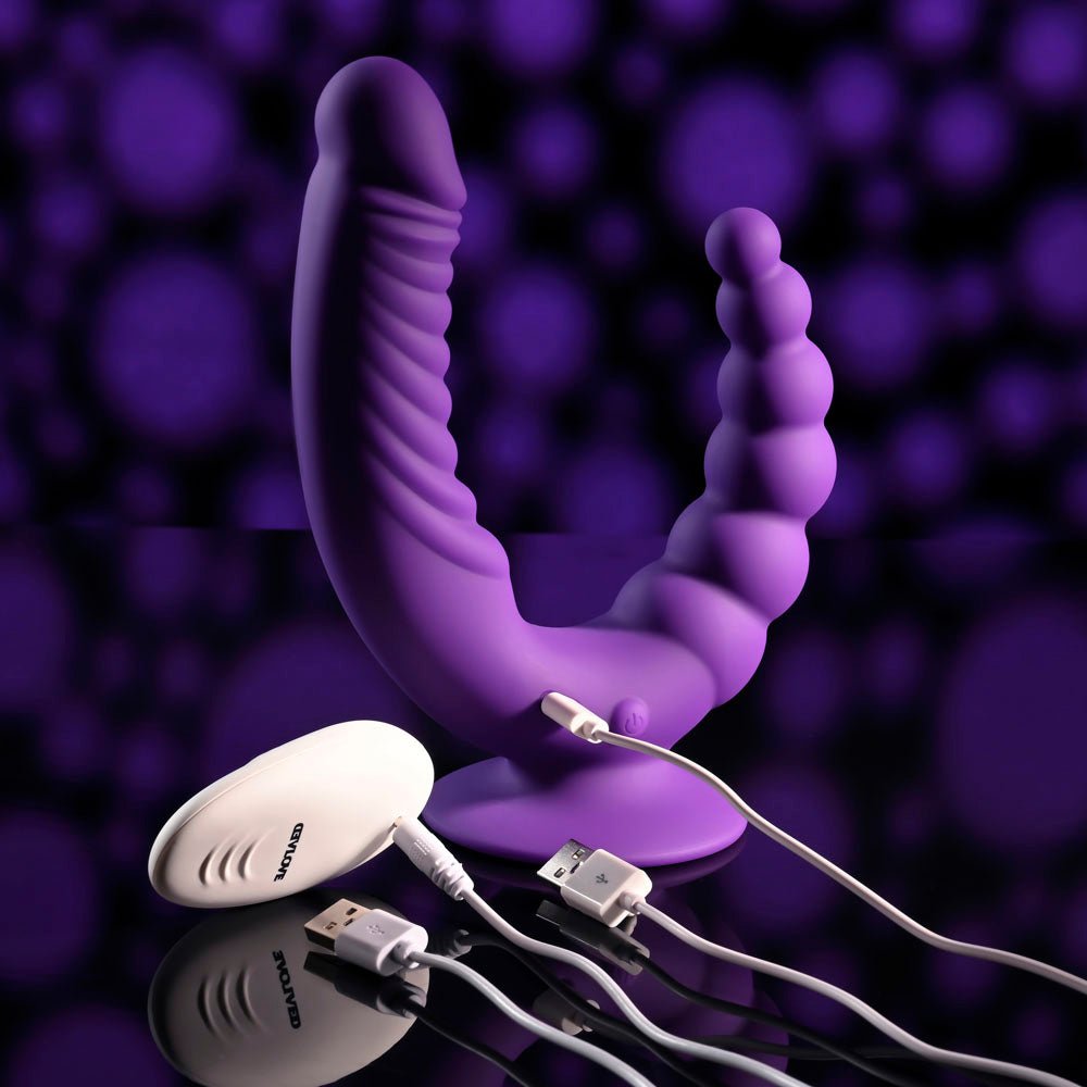 Evolved The Rider Double Ended Vibrator with Remote - Purple