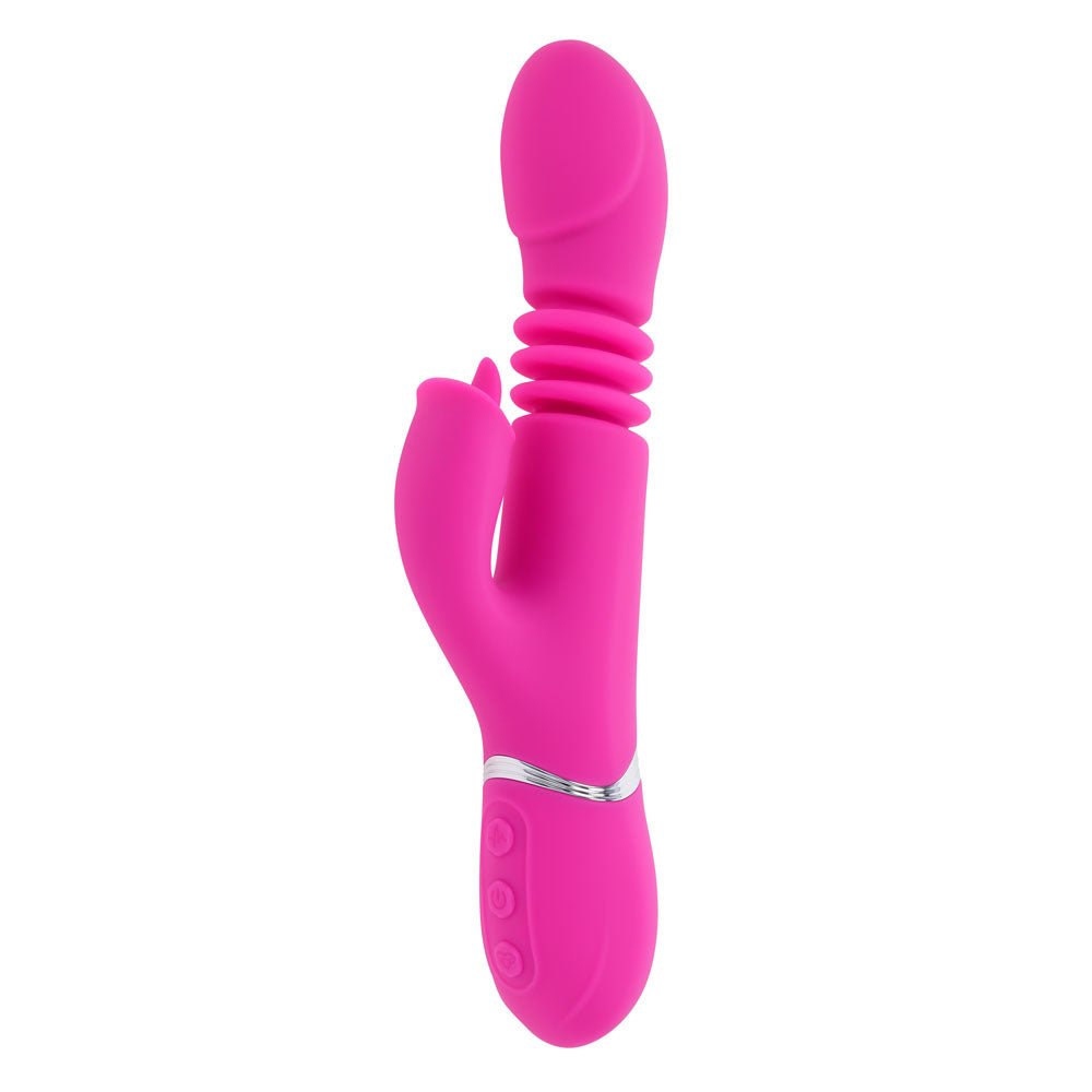 Evolved Pink Dragon - Thrusting Rabbit Vibrator - Pink