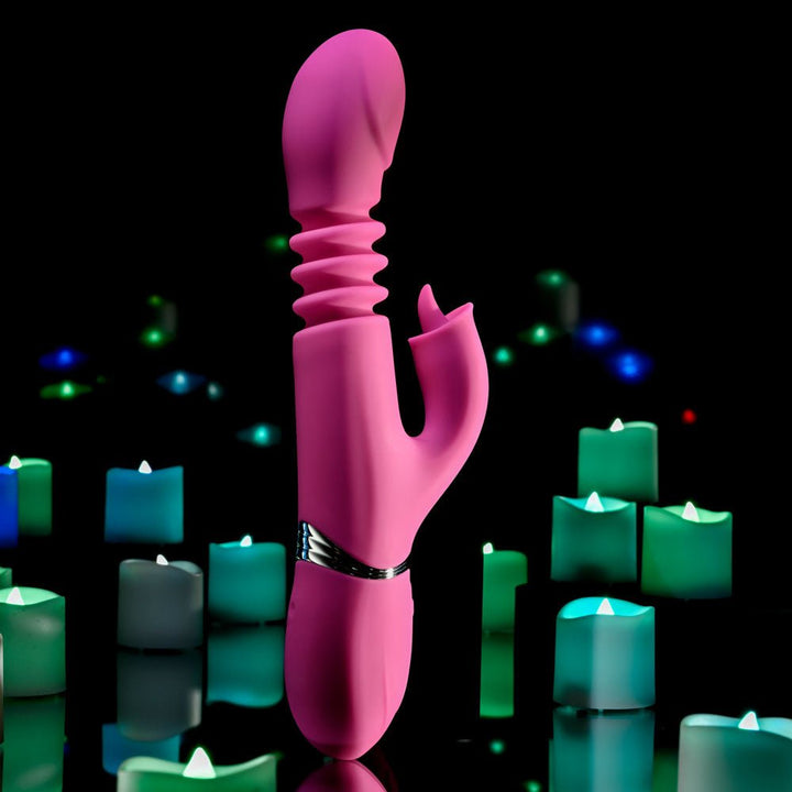 Evolved Pink Dragon - Thrusting Rabbit Vibrator - Pink