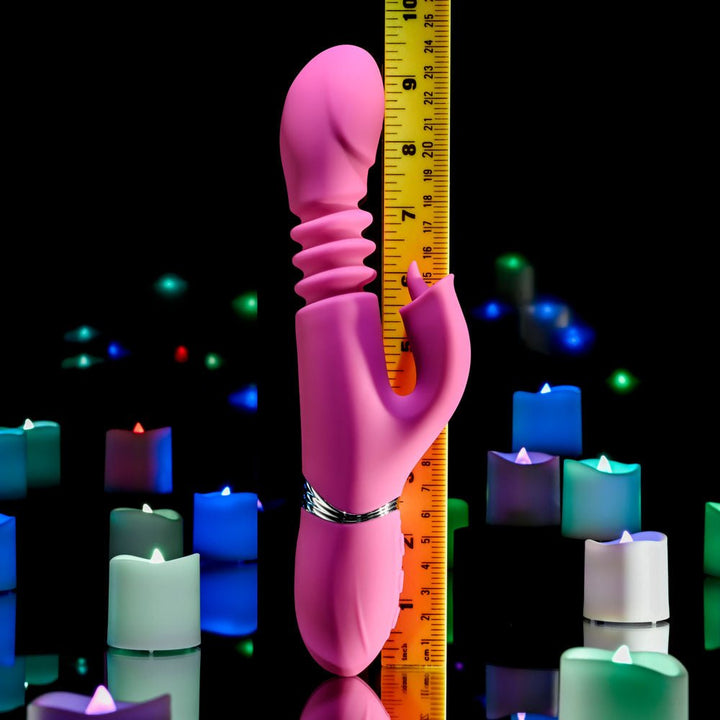 Evolved Pink Dragon - Thrusting Rabbit Vibrator - Pink