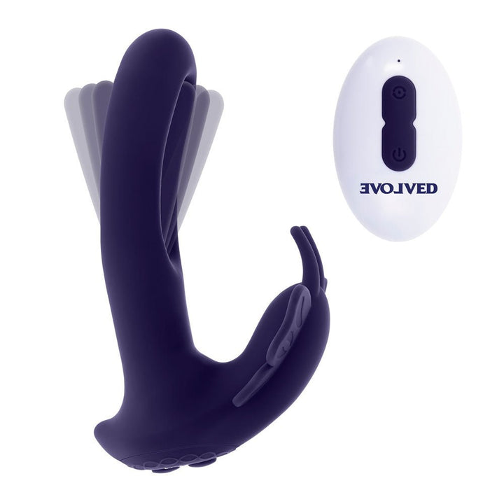 Evolved Lord Of The Rings - Flapping Vibrator With Butterfly Stimulator - Purple