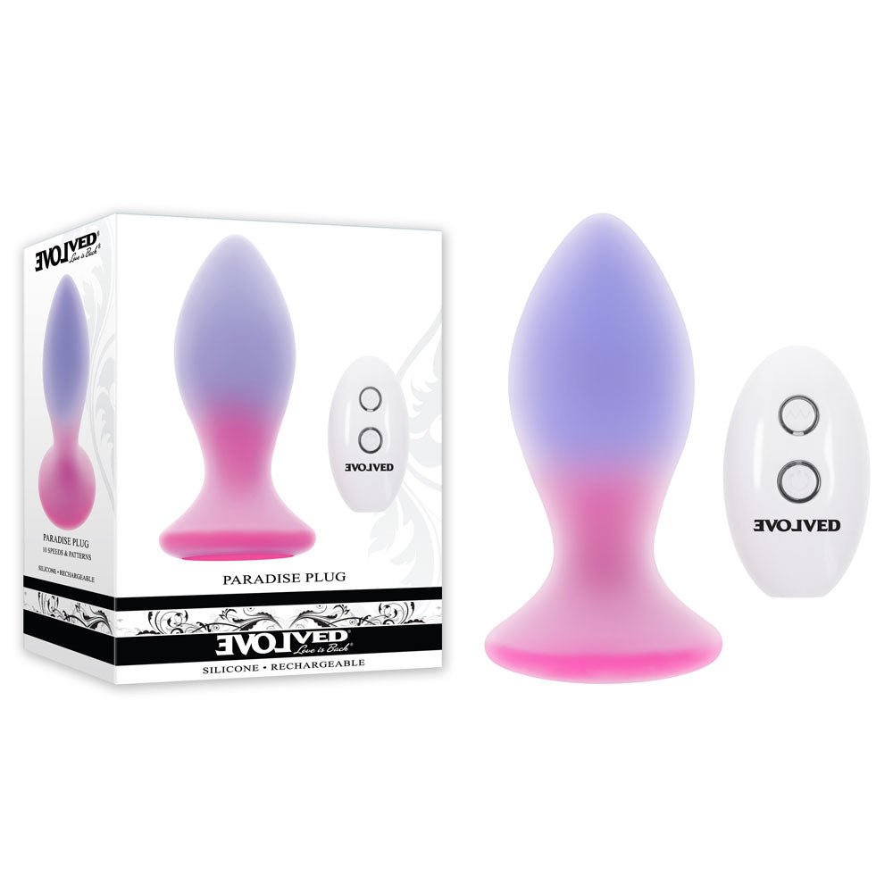 Evolved Paradise Plug - Vibrating Butt Plug - Pink/Purple