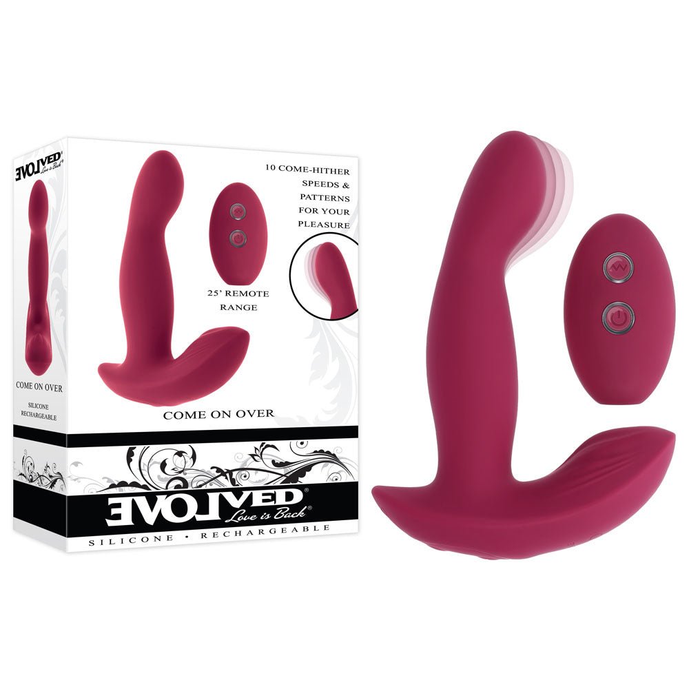Evolved Come On Over - Vibrator with Wireless Remote - Burgundy Red