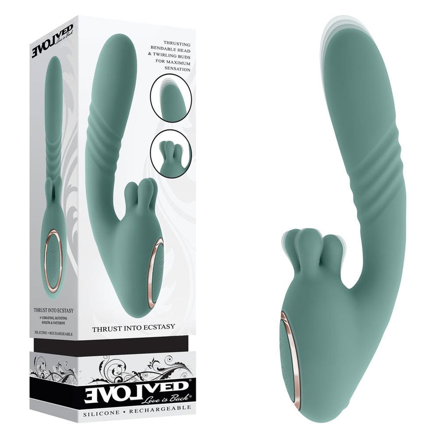 Evolved Thrust Into Ecstasy -Thrusting & Rotating Vibrator - Green