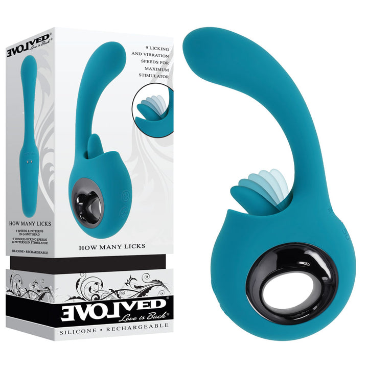 Evolved How Many Licks  - Vibrator with Flicking Stimulator - Blue