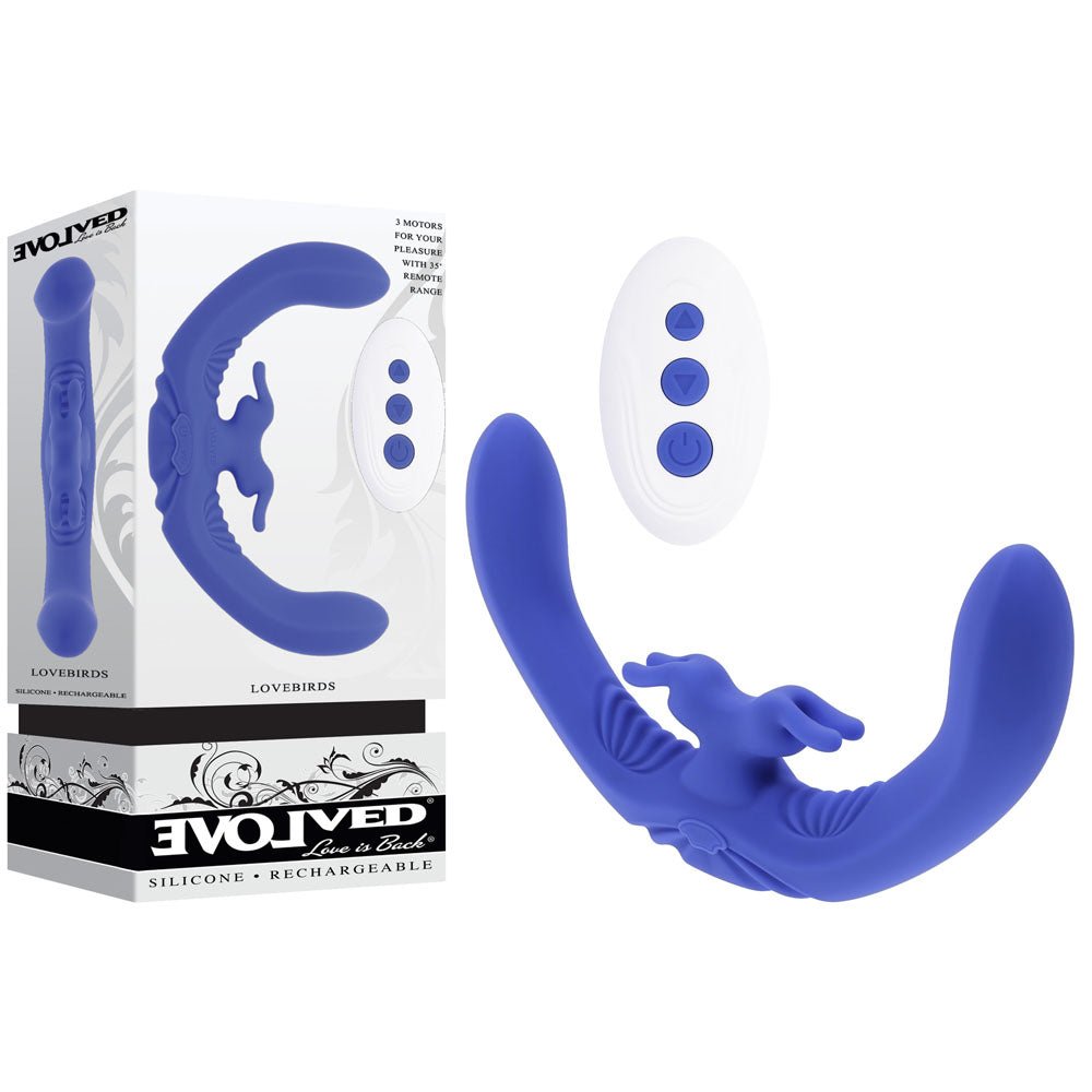 Evolved Lovebirds - Double Ended Rabbit Vibrator with Remote  Control - Purple