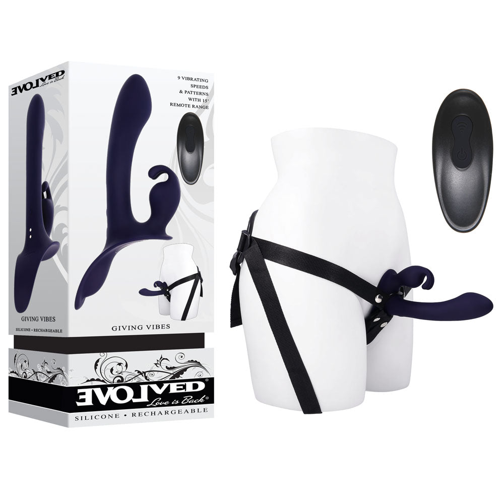 Evolved Giving Vibes - Vibrating Strap-On with Remote - Black