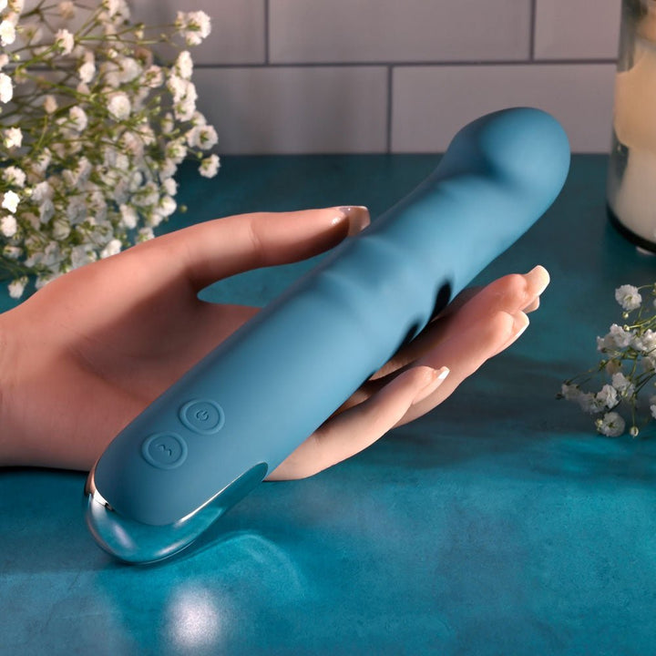 Evolved Queen of All Trades - Thrusting Rotating Vibrator - Blue