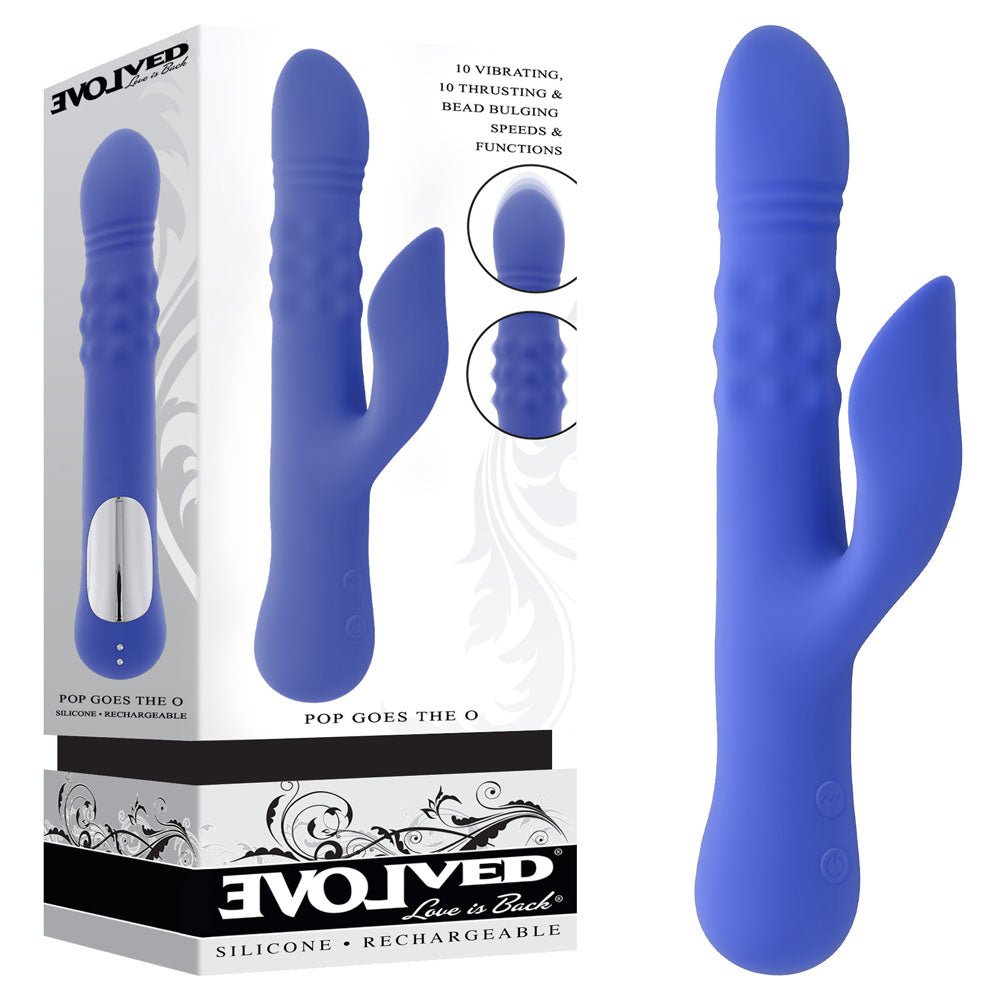 Evolved Pop Goes The O - Thrusting & Bulging Rabbit Vibrator - Purple