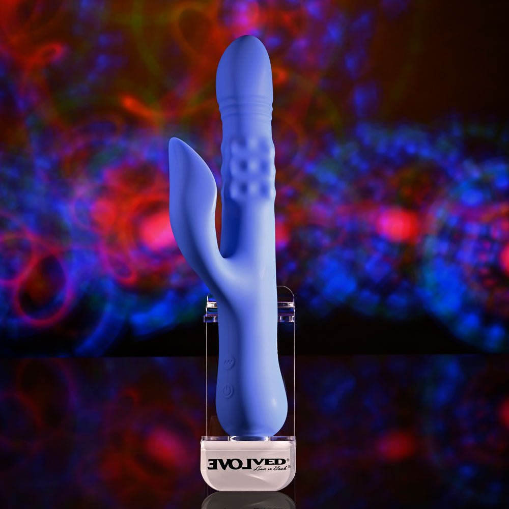 Evolved Pop Goes The O - Thrusting & Bulging Rabbit Vibrator - Purple