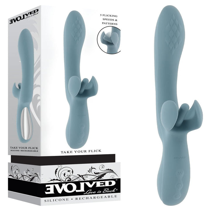 Evolved Take Your Flick - Vibrator with Flicking Clitoral Stimulator - Grey