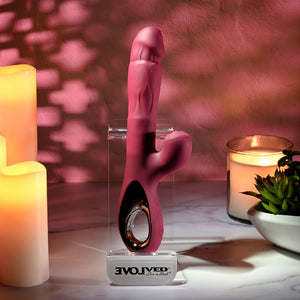 Evolved Bursting With Pleasure - Vibrator with Tapping Clitoral Stimulator - Red