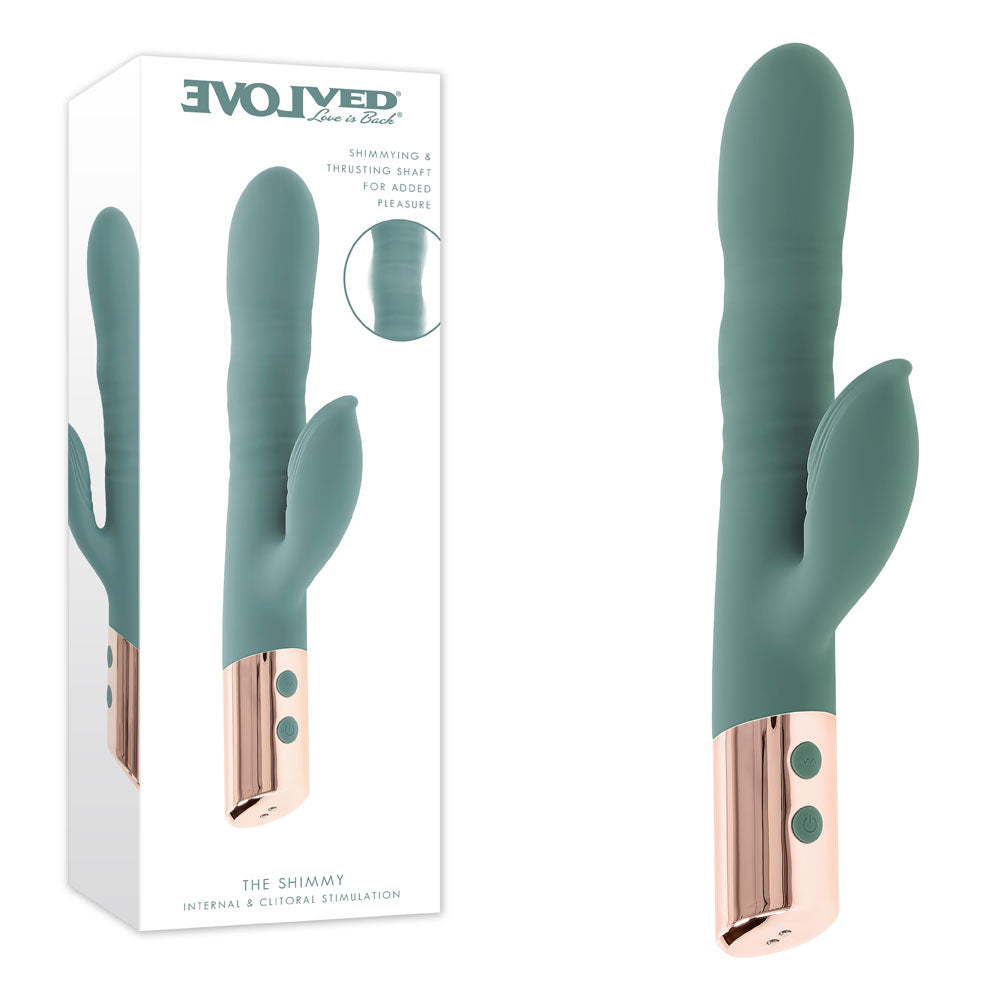 Evolved The Shimmy - Thrusting Rabbit Vibrator - Green