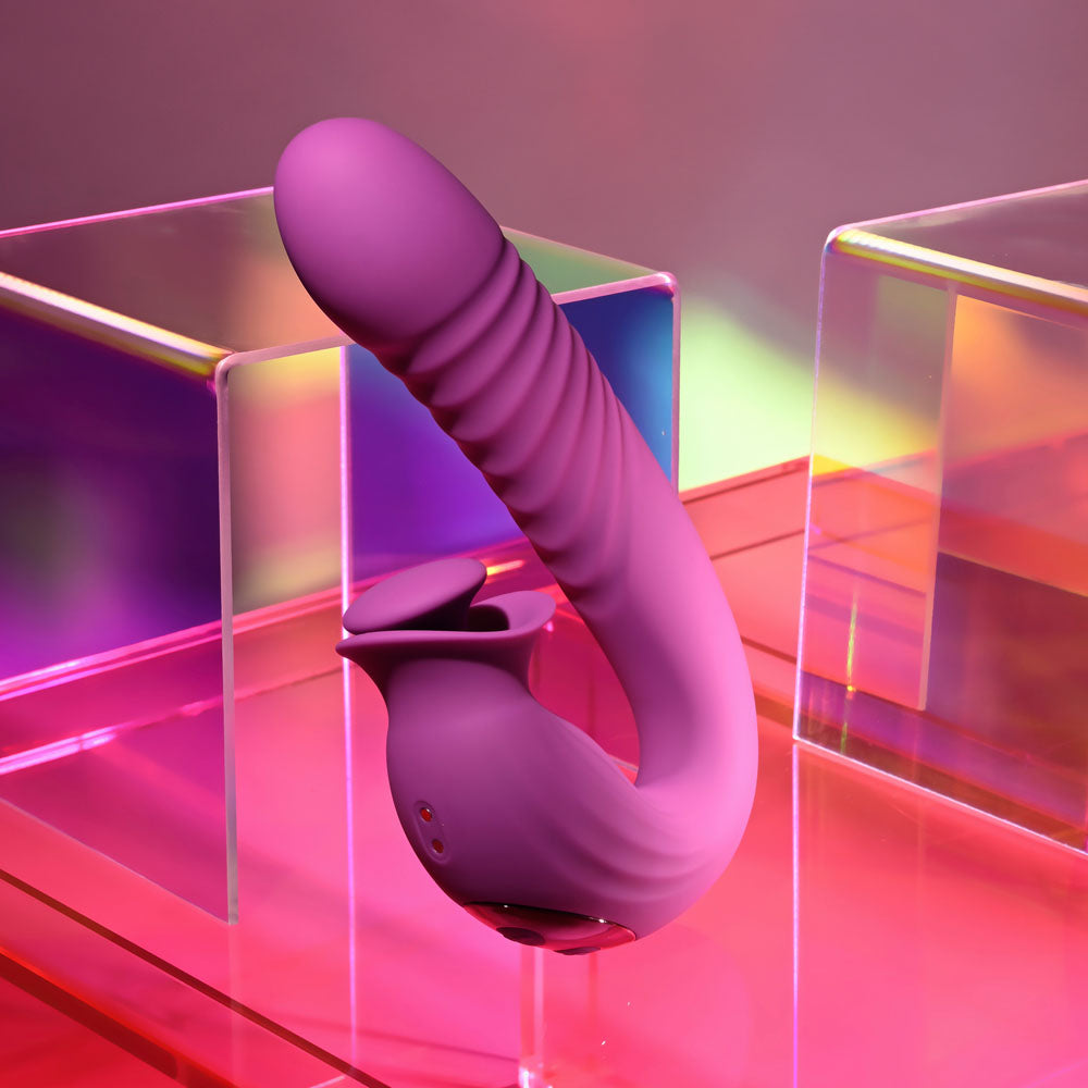 Evolved Deep Ecstasy Thrusting Rotating Tapping Vibrator - Purple