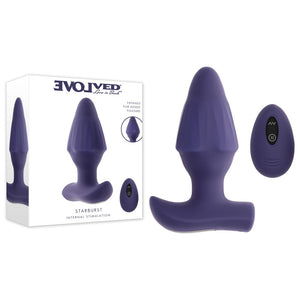 Evolved Starburst Rechargeable Vibrating Butt Plug with Wireless Remote - Purple