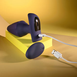 Evolved Starburst Rechargeable Vibrating Butt Plug with Wireless Remote - Purple