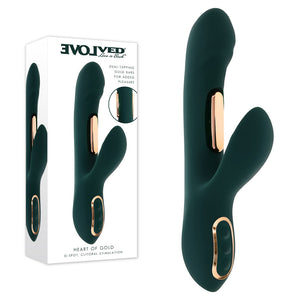 Evolved Heart Of Gold Dual Tapping Rabbit Vibrator - Green