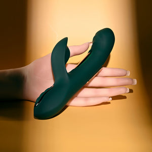 Evolved Heart Of Gold Dual Tapping Rabbit Vibrator - Green
