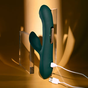 Evolved Heart Of Gold Dual Tapping Rabbit Vibrator - Green