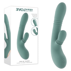 Evolved Rub Me Tender - Gyrating & Thrusting Rabbit Vibrator - Green