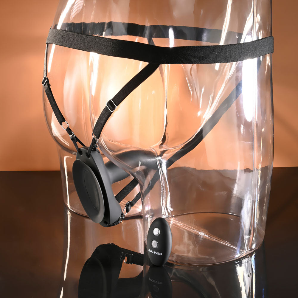 Evolved Come Closer Vibrating Strap-On with Remote - Black