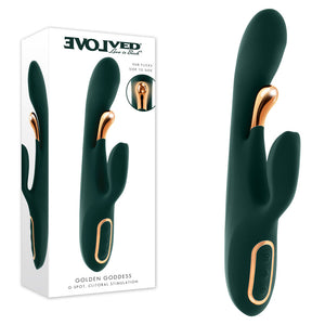 Evolved Golden Goddess - Rabbit Vibrator with G-Spot Flicker - Green