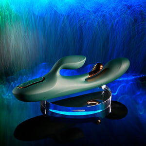 Evolved Golden Goddess - Rabbit Vibrator with G-Spot Flicker - Green