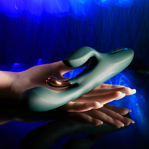 Evolved Golden Goddess - Rabbit Vibrator with G-Spot Flicker - Green
