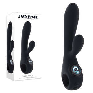 Evolved Black Magic - Black Rechargeable Rabbit Vibrator with LED Screen