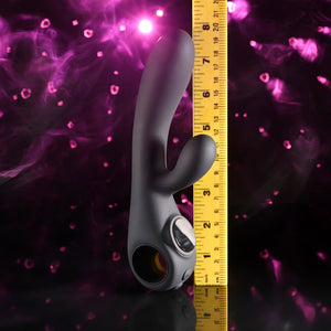 Evolved Black Magic - Black Rechargeable Rabbit Vibrator with LED Screen