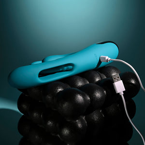 Evolved Bunny Tapper - Blue Rechargeable Rabbit Vibrator with Flicking Shaft