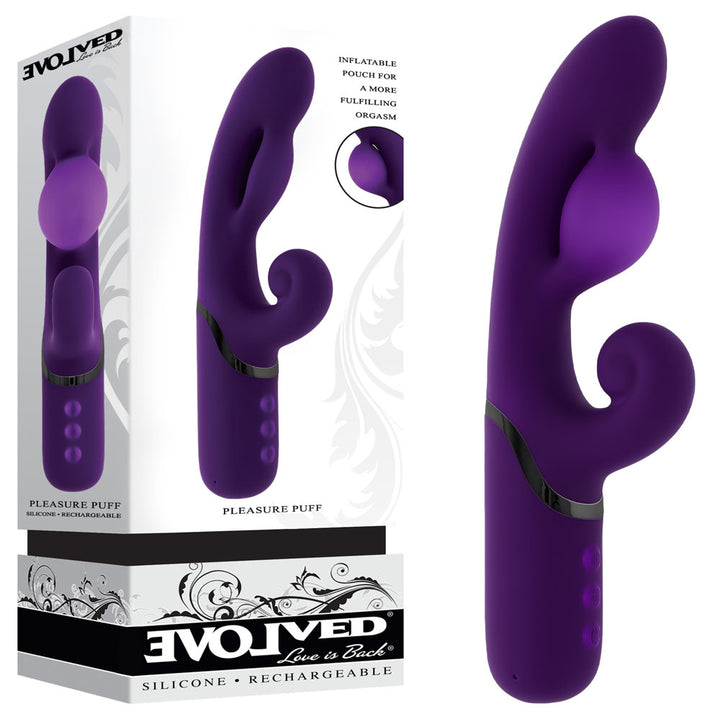 Evolved Pleasure Puff Inflatable Rabbit Vibrator - Purple