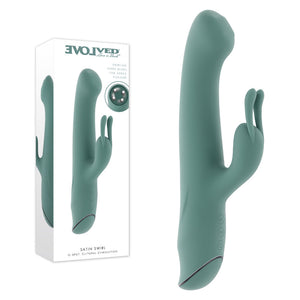 Evolved Satin Swirl - Green Rechargeable Rabbit Vibrator with Swirling Head
