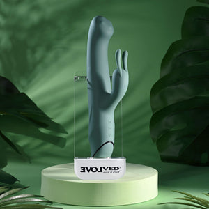 Evolved Satin Swirl - Green Rechargeable Rabbit Vibrator with Swirling Head