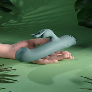 Evolved Satin Swirl - Green Rechargeable Rabbit Vibrator with Swirling Head