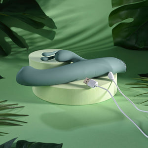 Evolved Satin Swirl - Green Rechargeable Rabbit Vibrator with Swirling Head