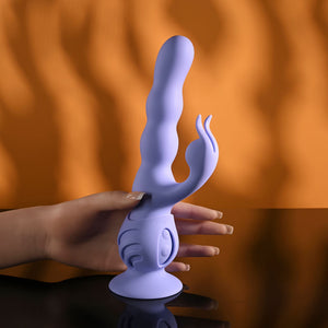 Evolved Wiggly Bunny Rabbit Vibrator with Suction Base - Purple