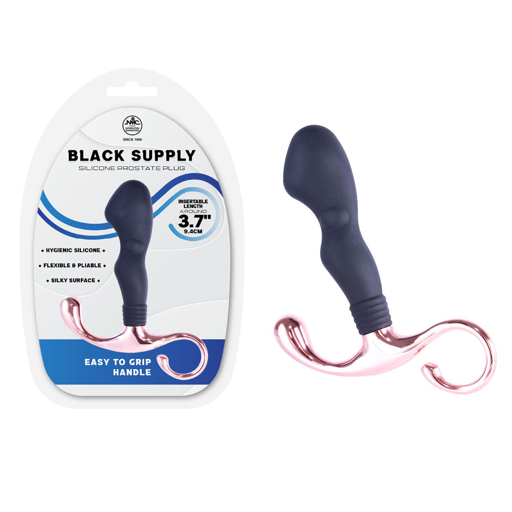 Black Supply 3.7 Inch Silicone Prostate Plug - Black