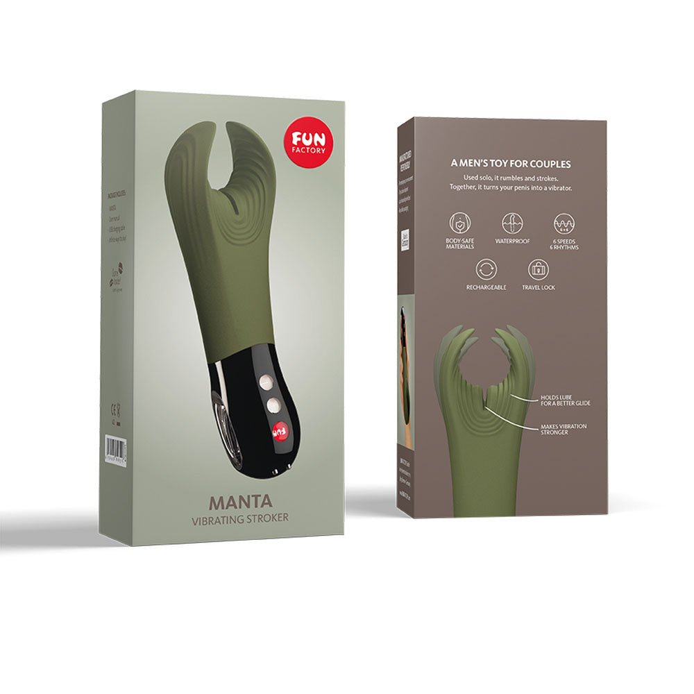 Fun Factory Manta Vibrating Stroker - Moss Green