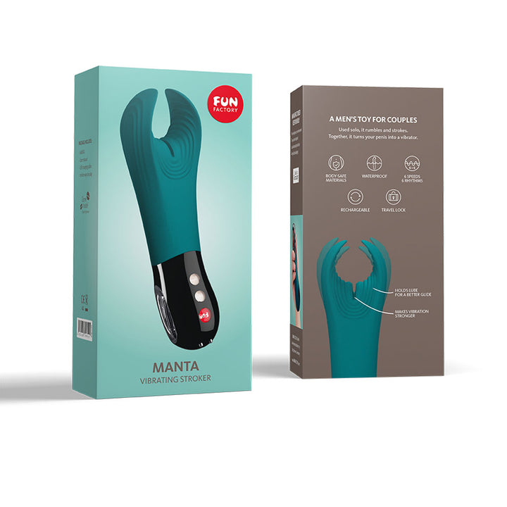 Fun Factory Manta Vibrating Stroker - Deep Sea Blue