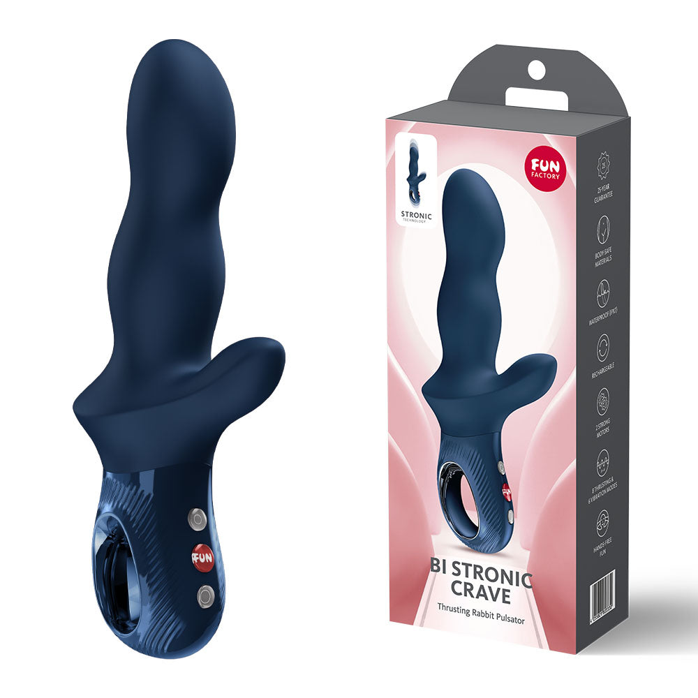 Fun Factory Bi Stronic Crave Thrusting Rabbit Vibrator - Nightblue