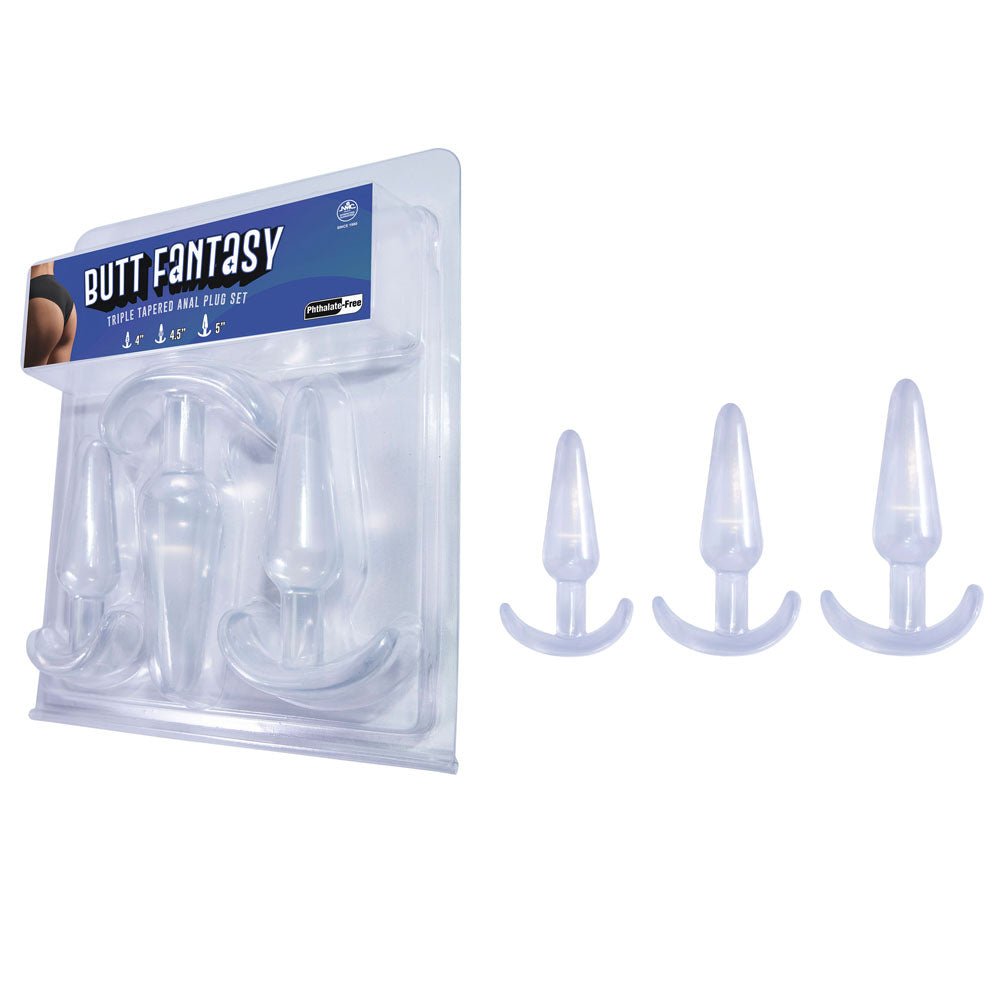 Butt Fantasy Triple Tapered Anal Plug Set - Clear