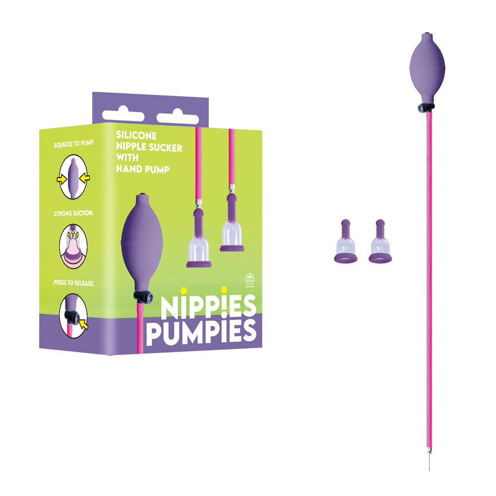 Nippies Pumpies - Silicone Nipple Sucker with Manual Pump - Purple