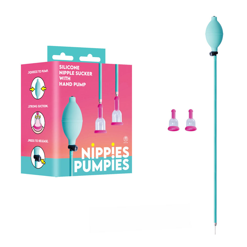 Nippies Pumpies - Silicone Nipple Sucker with Manual Pump - Teal