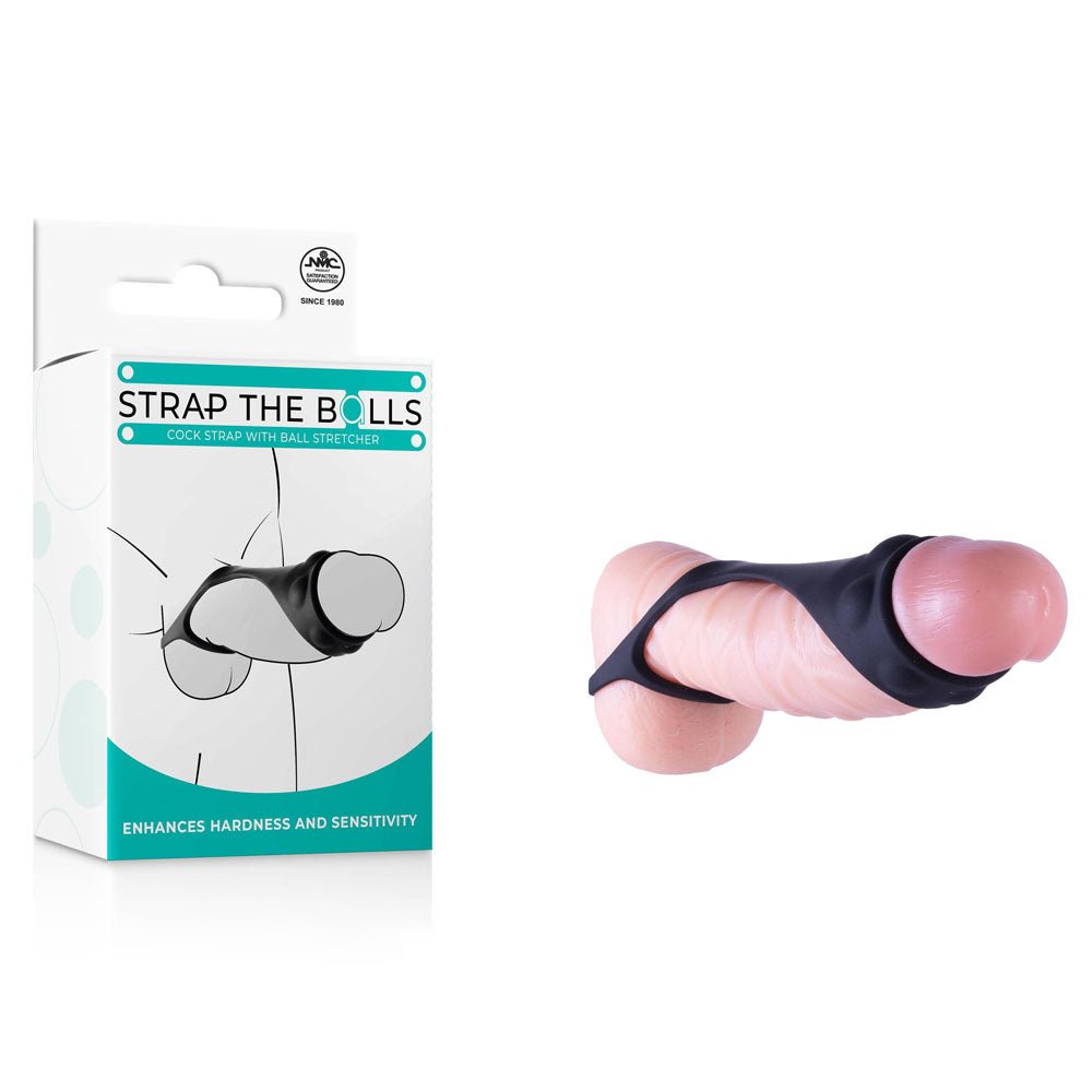 Strap The Balls - Black Cock Strap with Ball Stretcher