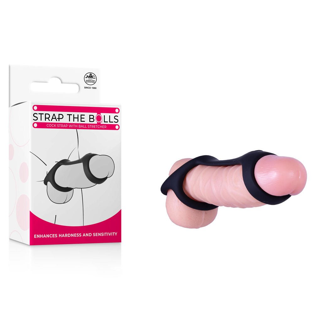 Strap The Balls - Black Cock Strap with Ball Stretcher 1