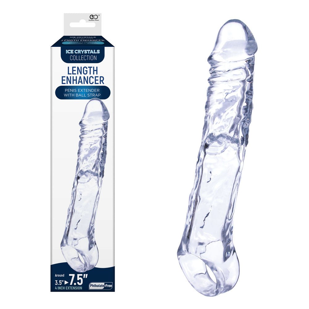 Ice Crystals 4 Inch Enhancer Penis Sleeve - Clear